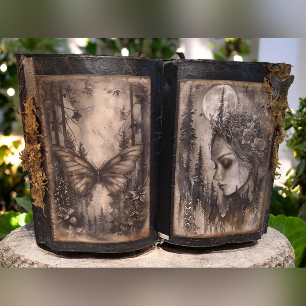 FOREST FAIRY FANTASY B Renaissance Open Book Decor Prop Handmade